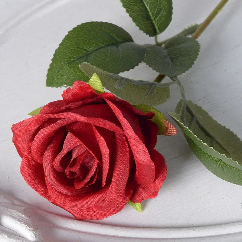 Silk Velvet Rose Artificial Flowers with Long Stems Real Touch Fake Silk Roses Florals for Wedding Bouquet Party Home Decor