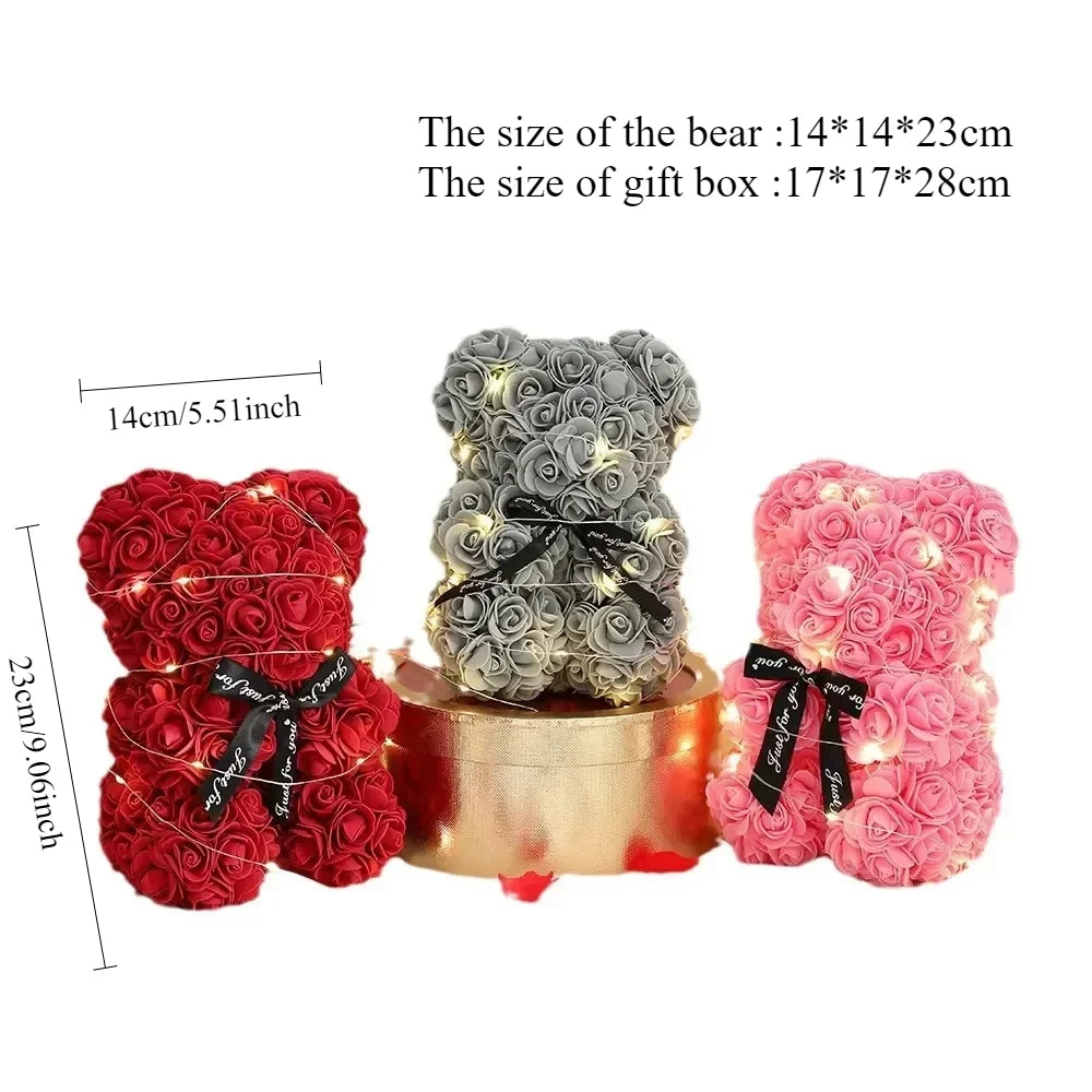 Artificial Flower Eternal Rose Teddy Bear for  Birthday Anniversary Gifts & Decor Miniatures A for my Girlfriend Valentine's Day