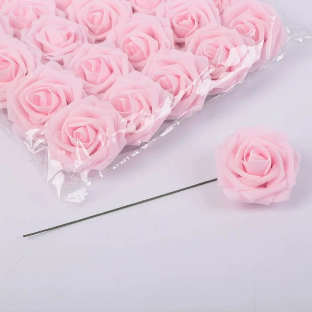 Rosas Artificiales Ultra Realistas con Tallo — Set 25 Unidades, 7 Colores, Hogar y Boda