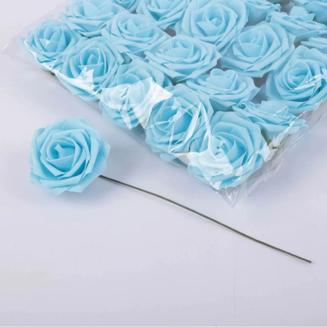 Rosas Artificiales Ultra Realistas con Tallo — Set 25 Unidades, 7 Colores, Hogar y Boda