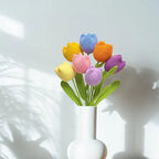 Hand Woven Roses Tulip Simulation Flower Preparation Handmade Flower Diy Wool Knitting Homemade Crochet Bouquet Finished Product