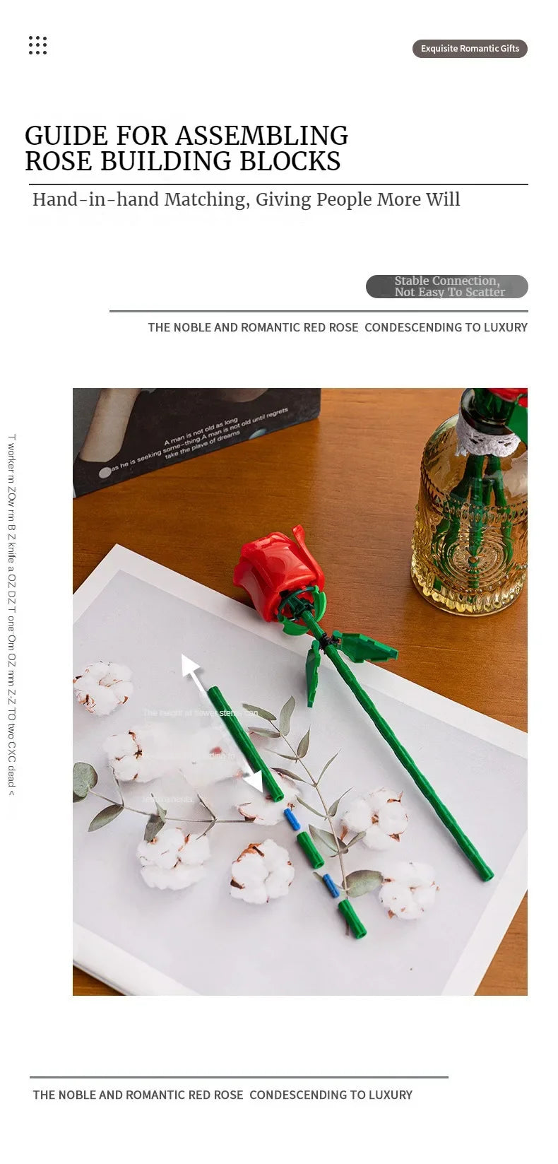Eternal Flower Rose Building Block Toy Compatible with  Assembly Decoration Girl Valentine's Day Teacher's Day Gift