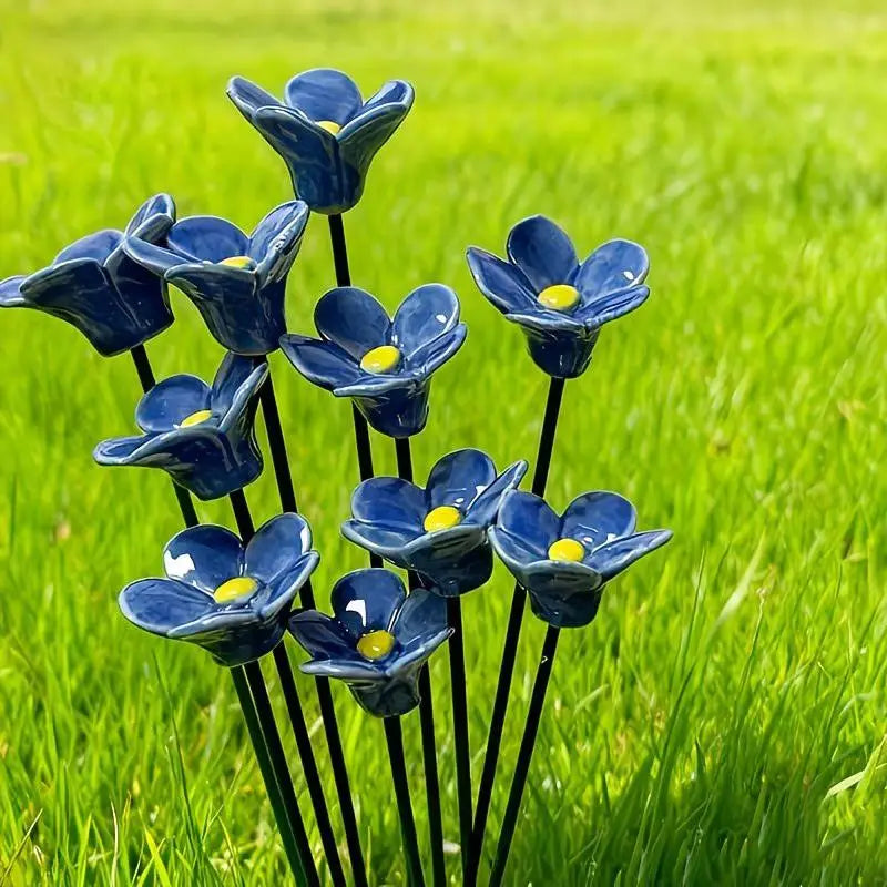 6/8/10pcs Handcrafted Ceramic Forget Never Fades Eternal Ceramic Flowers Home Ornament Indoor And Outdoor Home Decor
