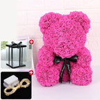 Oso de Rosas con Caja y Luz LED — Regalo Romántico, 7 Colores, San Valentín