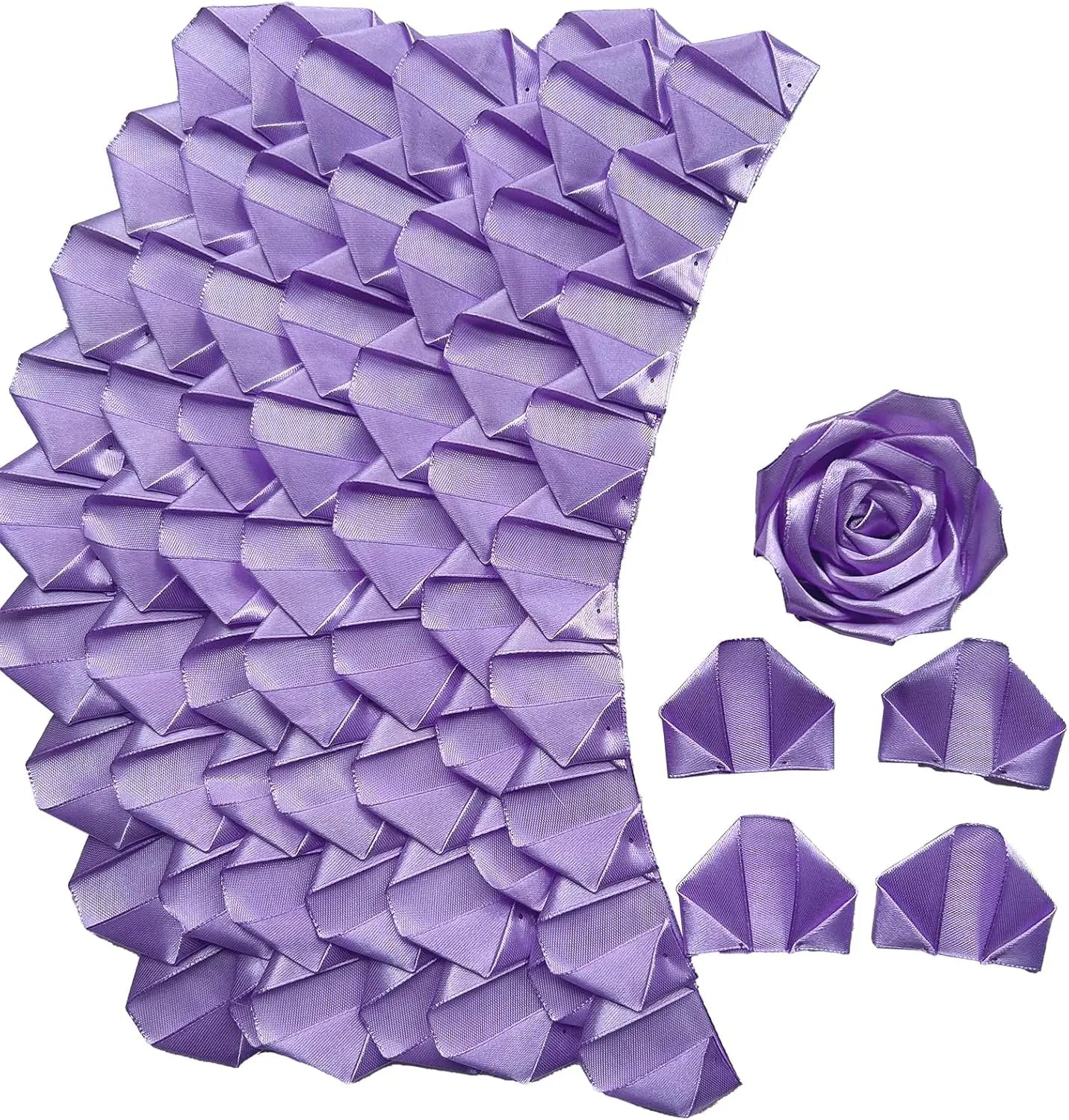 Yannew 300pcs Premade Handcrafted Silk Rose Petals for DIY Eternal Rose Flowers Bouquets with Stem Leaf Birthday Gifts for Women