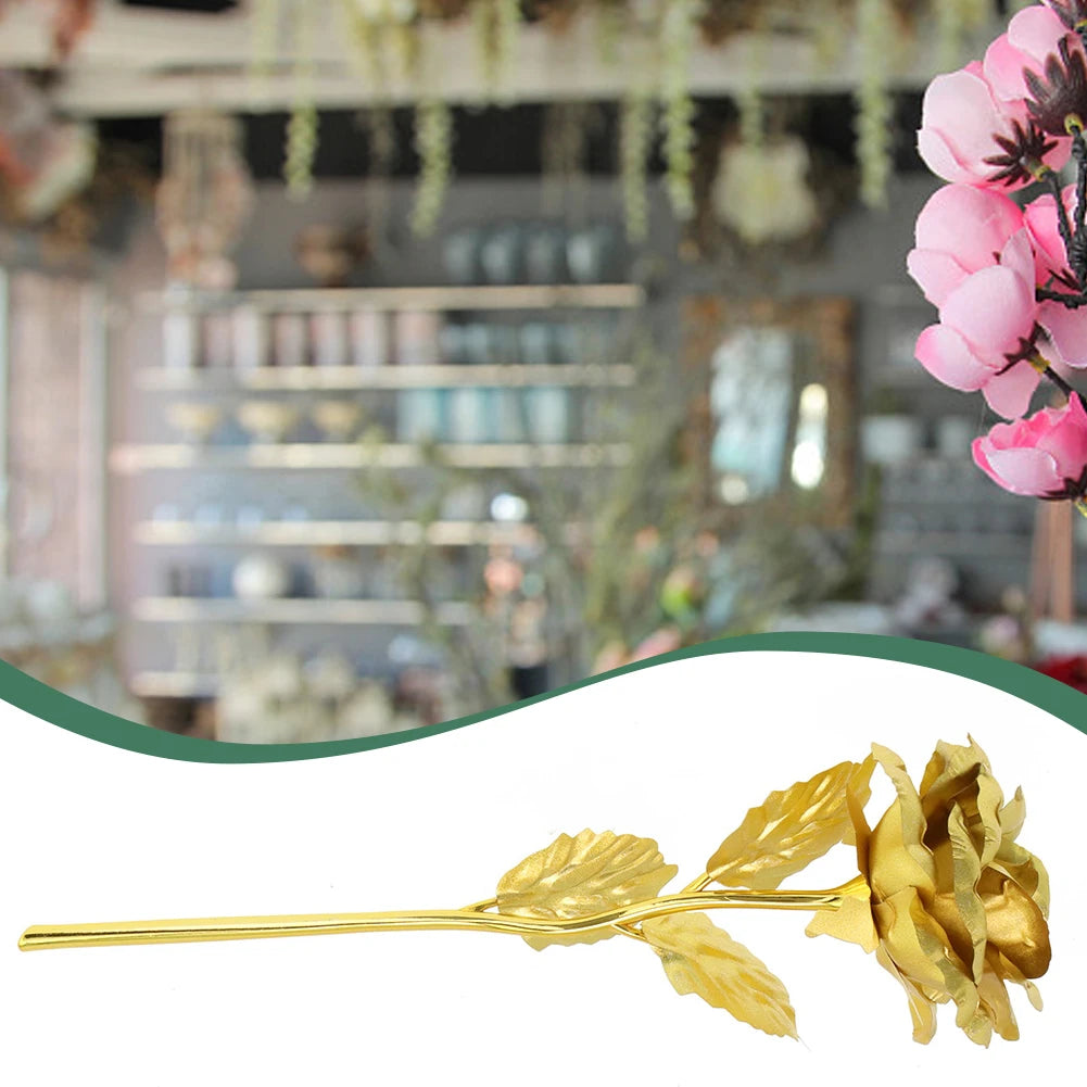 24K Eternal Rose Artificial Flowers Foil Plated Gold Rose Wedding Valentine's Day Decoration Mother's Day Gifts Fake Flower