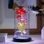Artificial Flower Tulip Eternal Rose Flower Wedding Decor Handmade DIY LED Night Lamp Foil Glass Dome Preserved Flower Xmas Gift