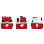 Eternal Rose Rotating Jewelry Box Soap Flower With Gift Bag Ring Box Transparent Lid Acrylic Storage Case Wedding Party