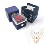 Eternal Rose Box -Heart Necklace & Soap Flower Gift Box Customize Heart Name Necklace Valentine's Day Gift for Women For Mom