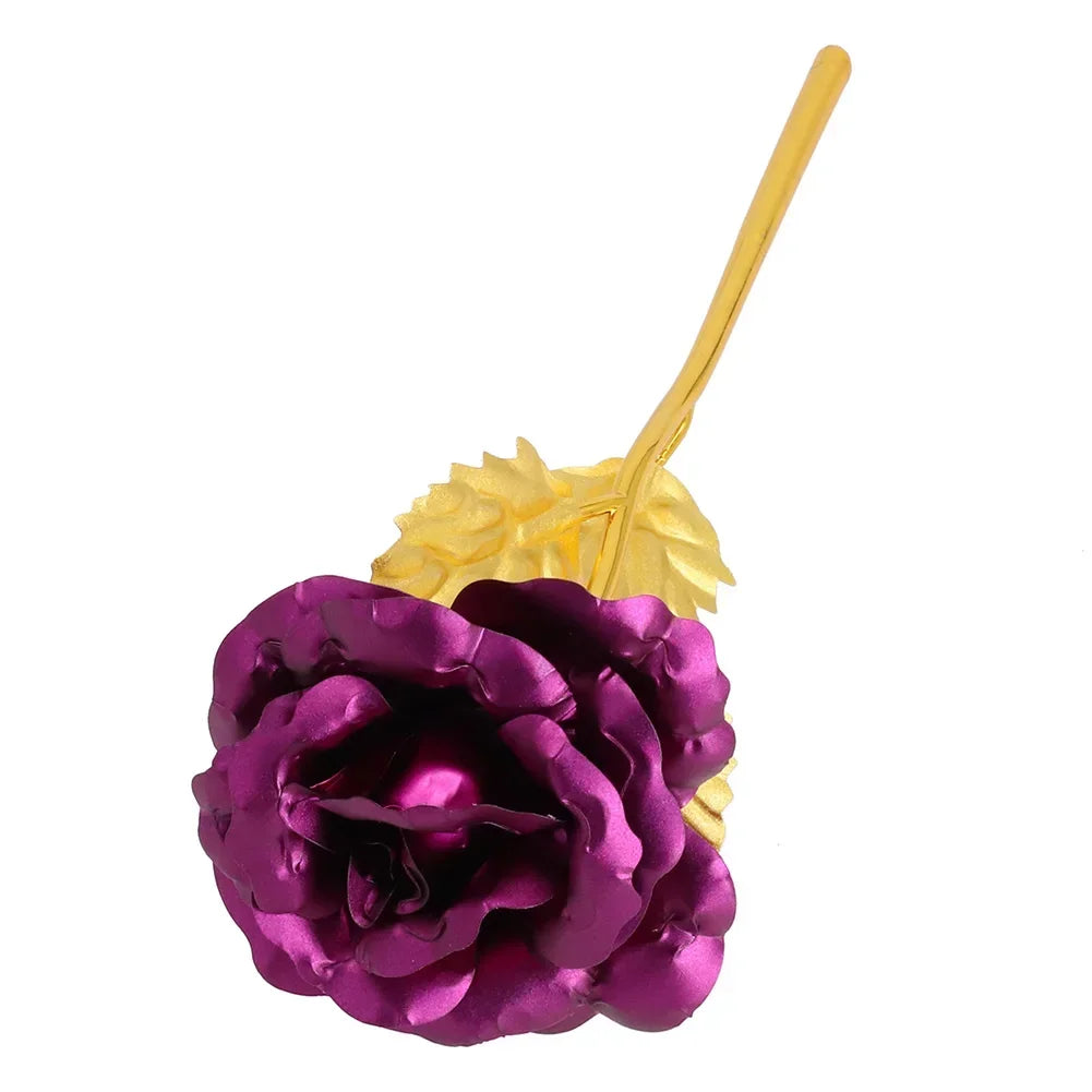 24K Eternal Rose Artificial Flowers Foil Plated Gold Rose Wedding Valentine's Day Decoration Mother's Day Gifts Fake Flower