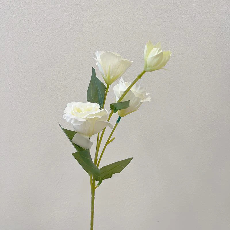 Large Artificial Eustoma Grandiflorum Roses Silk Simulation Flowers Home Wedding Garden Home Party Decoration Flores With Leaves