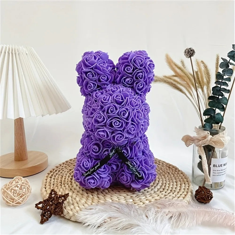 1pc 25cm Eternal Artificial Flower Rose Rabbit Romantic Gift For Birthday Anniversary Valentine's Wedding Decoration Home Decor