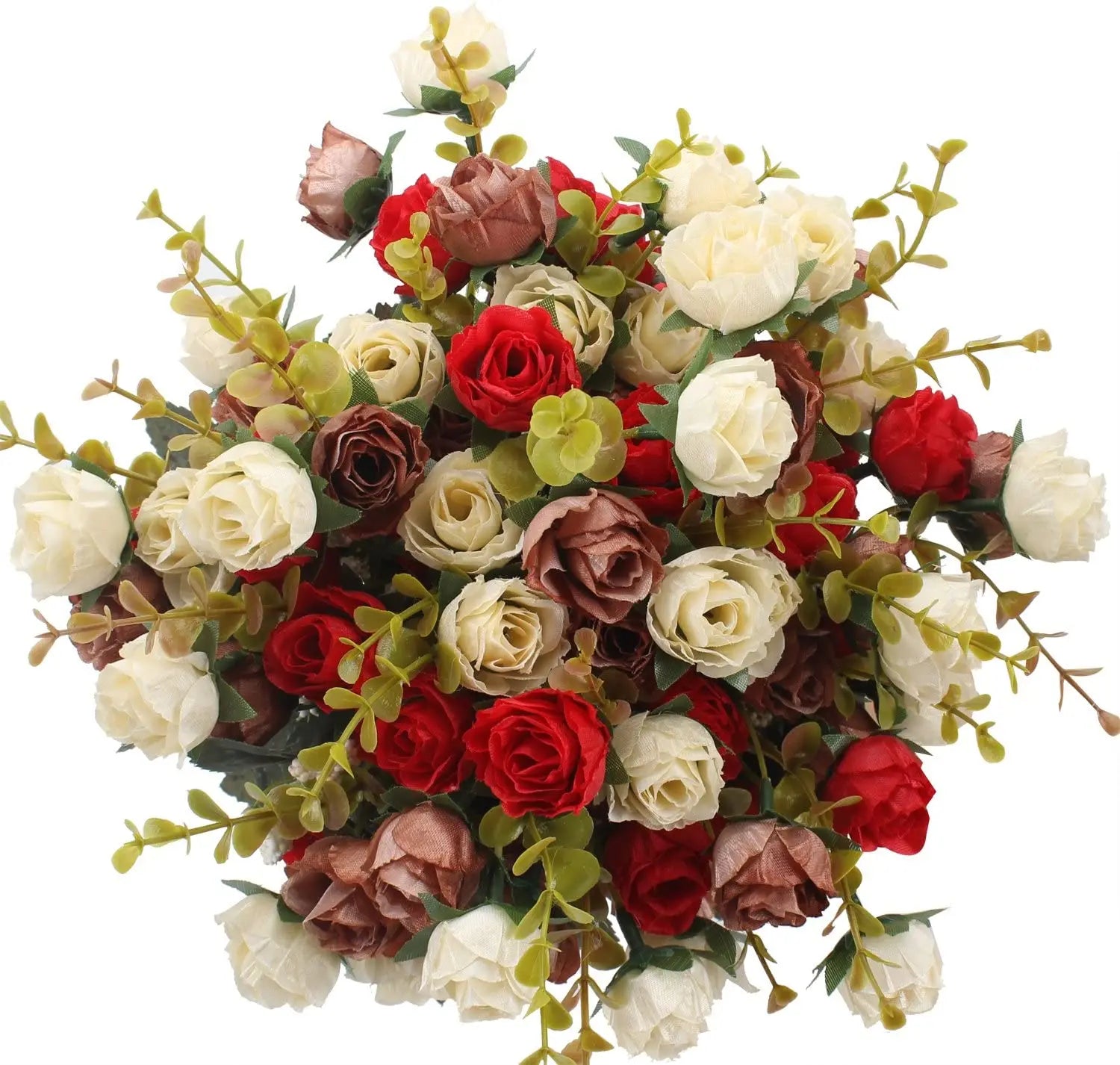 Tallos de Rosa de Seda con Hojas — Sets de 1 a 10 Unidades, 24 Colores, Novia y Centro de Mesa