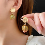 French Elegant Eternal Rose Flower Pendant Necklace Earrings Jewelry Set Women's Fashion Statement Party Ladies Girls Jewelry