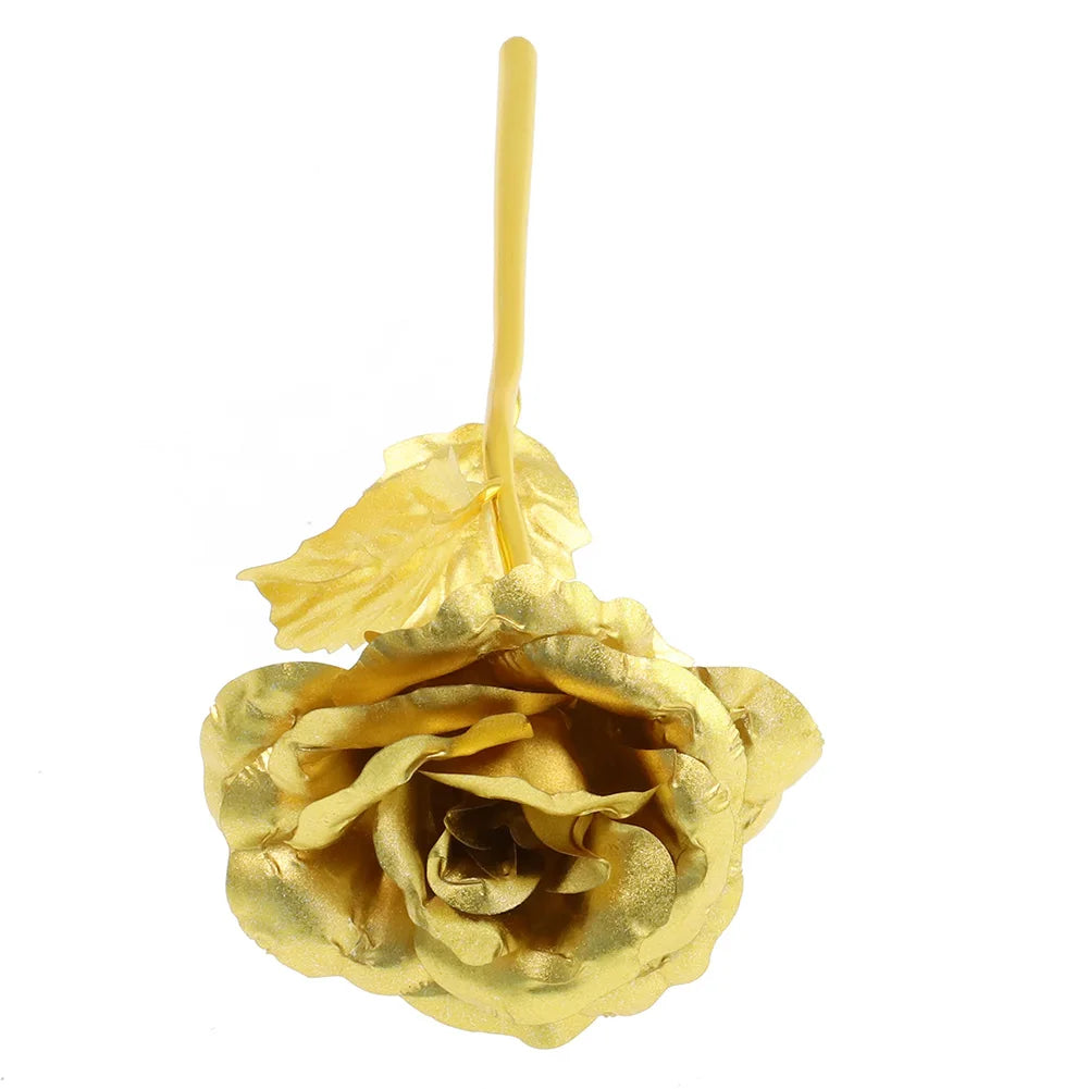 24K Eternal Rose Artificial Flowers Foil Plated Gold Rose Wedding Valentine's Day Decoration Mother's Day Gifts Fake Flower