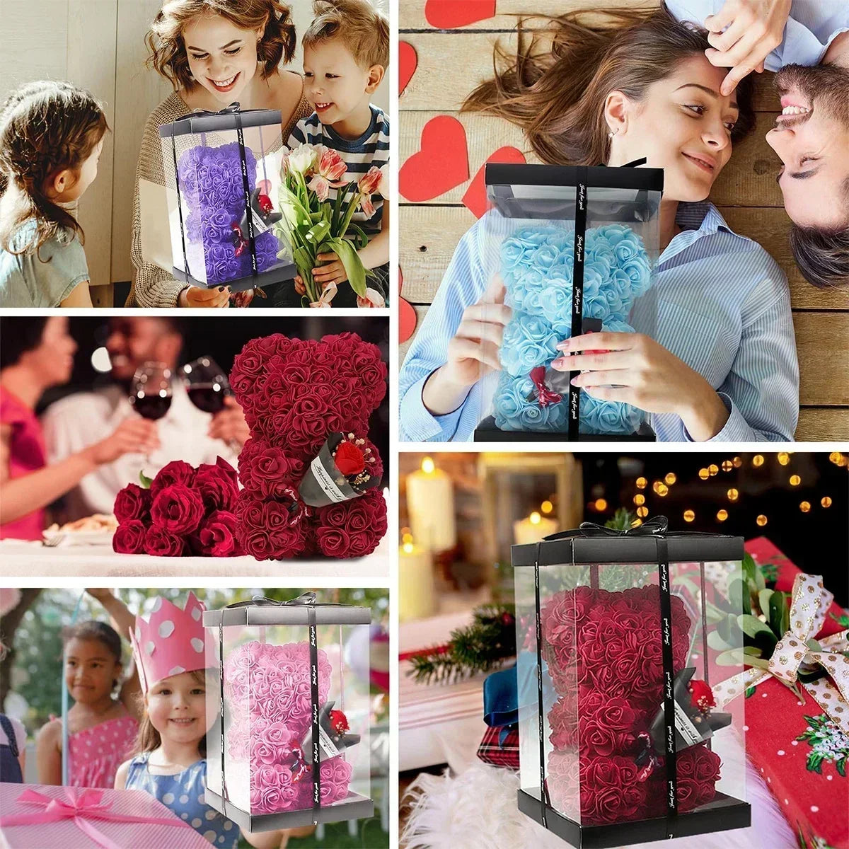 Rose Teddy Bear Artificial Flower Anniversary Valentines Day Birthday Gift Mothers Day Mom Gifts Girlfriend Birthday Gifts Women