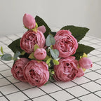 Rosas de Seda Flor Grande — Ramo Lujoso, 34 Colores, Disponible al Mayor
