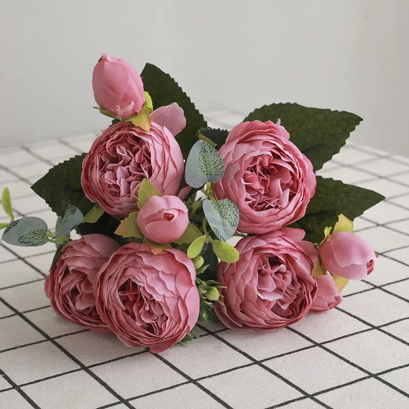 Rosas de Seda Flor Grande — Ramo Lujoso, 34 Colores, Disponible al Mayor