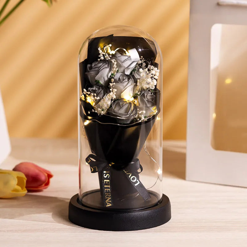 Rose Eternal Life Flower Starry Sky Glass Cover Living Room Decor Gift for Girlfriend Birthday Gift Valentine's Day Mother's Day