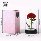 LED Eternal Red Rose in Glass Dome, Realistic Artificial Flower with Soft Light - Timeless Valentine's Day Gift