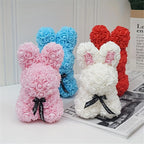 1pc 25cm Eternal Artificial Flower Rose Rabbit Romantic Gift For Birthday Anniversary Valentine's Wedding Decoration Home Decor