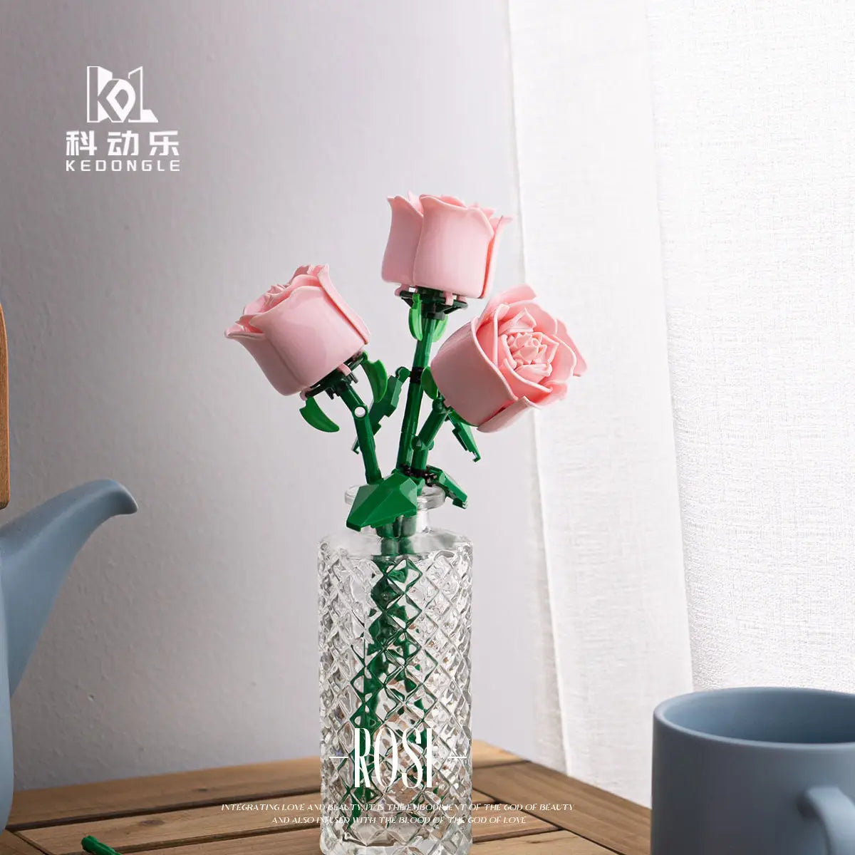 Eternal Building Rose Couple 3D Red/Pink/Blue Rose Toys Bouquet Love Home Decoration Mother's Day Valentine's Day Birthday Gift
