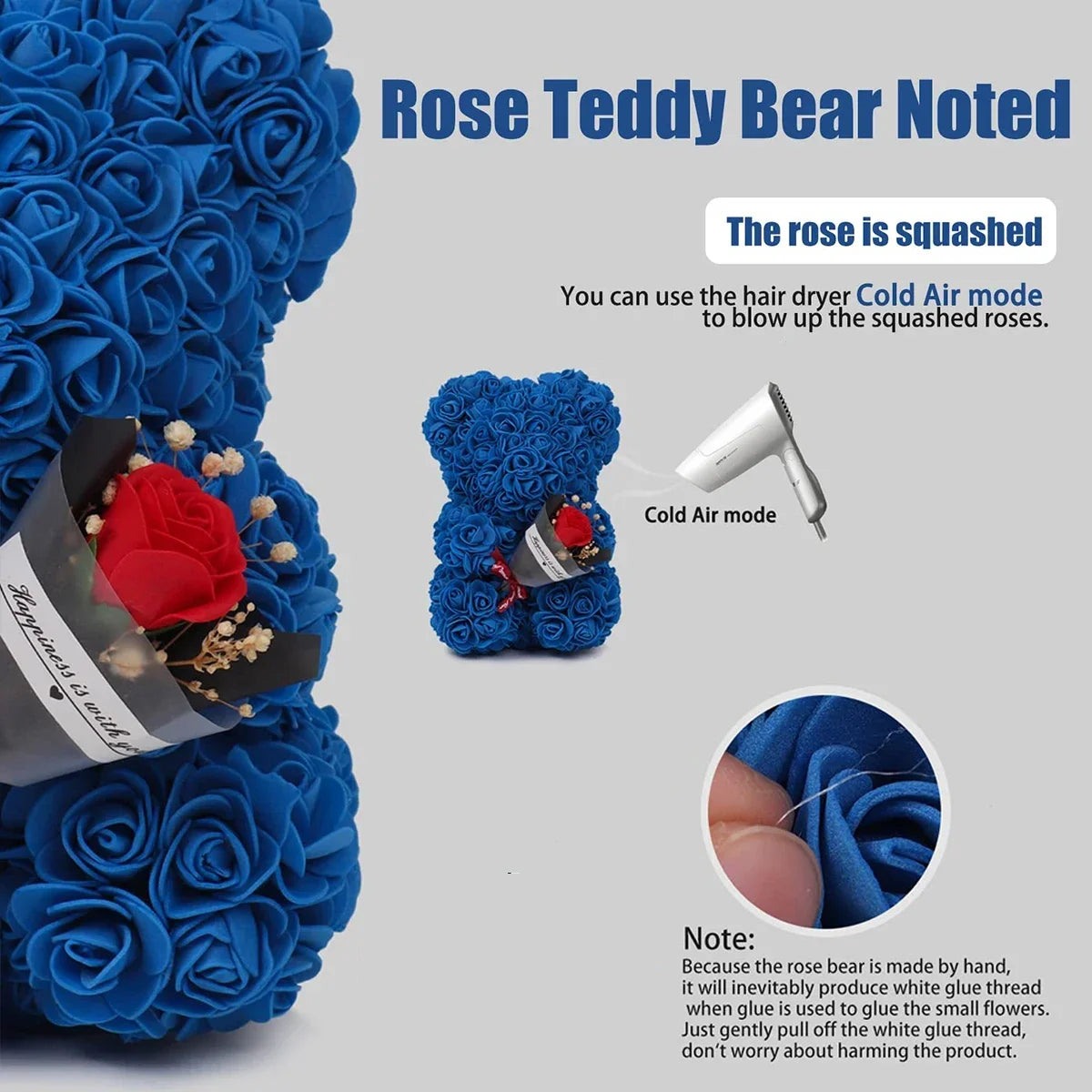 1pc 25m Artificial Flower Eternal Rose Teddy Bear for Mom Mother's Day Birthday Valentine's Day Anniversary Gifts & Decorations