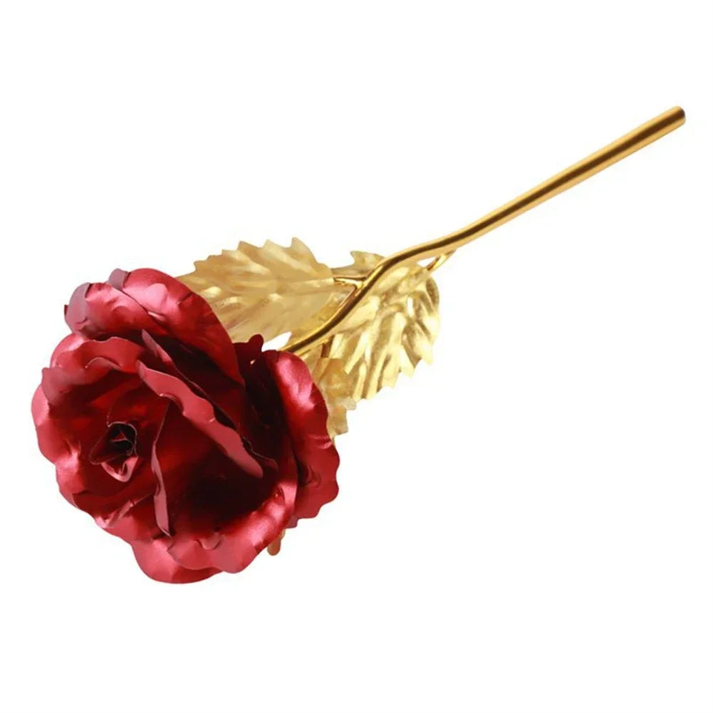 24K Eternal Rose Artificial Flowers Foil Plated Gold Rose Wedding Valentine's Day Decoration Mother's Day Gifts Fake Flower