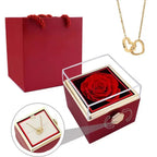 2025 New Eternal Real Rose Rotating box Double Heart Custom Engraved Name Steel Necklace for Valentines Birthday Jewelry Gift