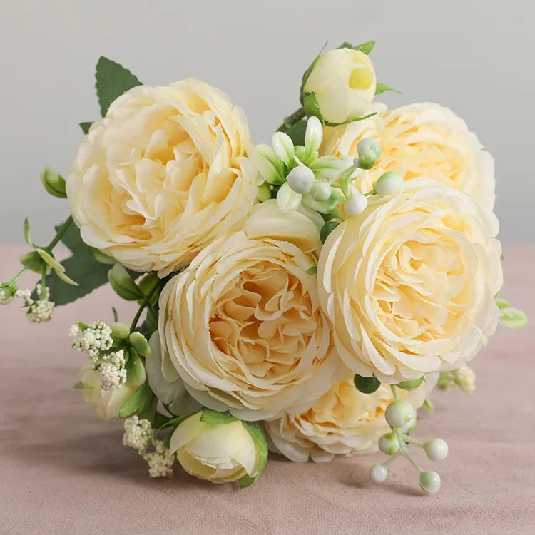 Rosa de Seda Tallo Real Touch — Ramo Nupcial, 5 Colores, Bodas y Eventos
