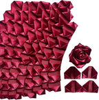 Yannew 300pcs Premade Handcrafted Silk Rose Petals for DIY Eternal Rose Flowers Bouquets with Stem Leaf Birthday Gifts for Women