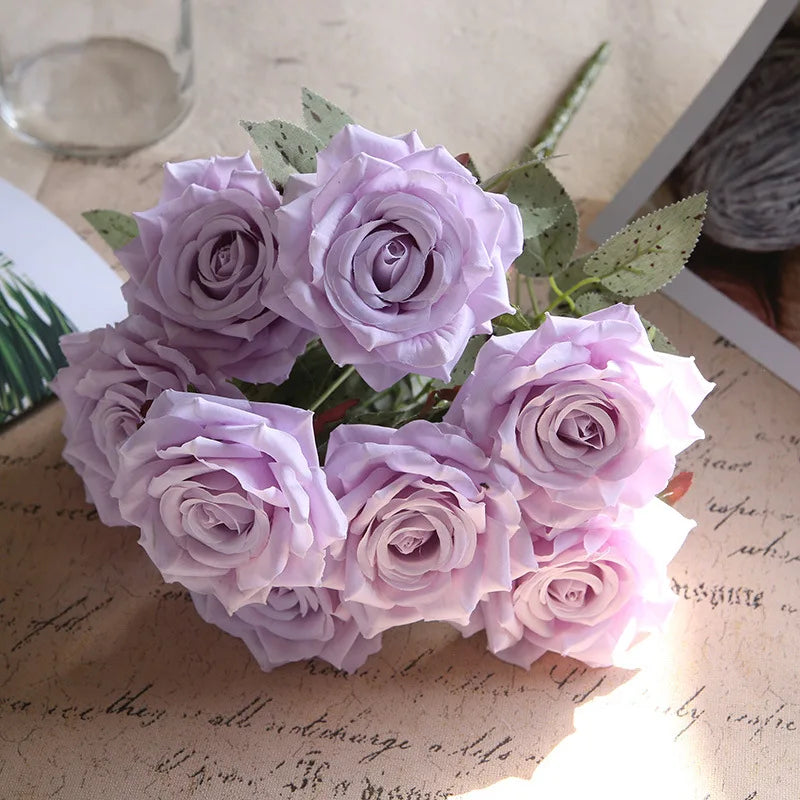 Rosa de Seda Tallo Único — 8 Colores, Bodas, Habitación y Sala de Estar