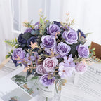 Ramo de Rosas e Hortensias de Seda — 12 Colores, Novia, Fiesta y Mesa