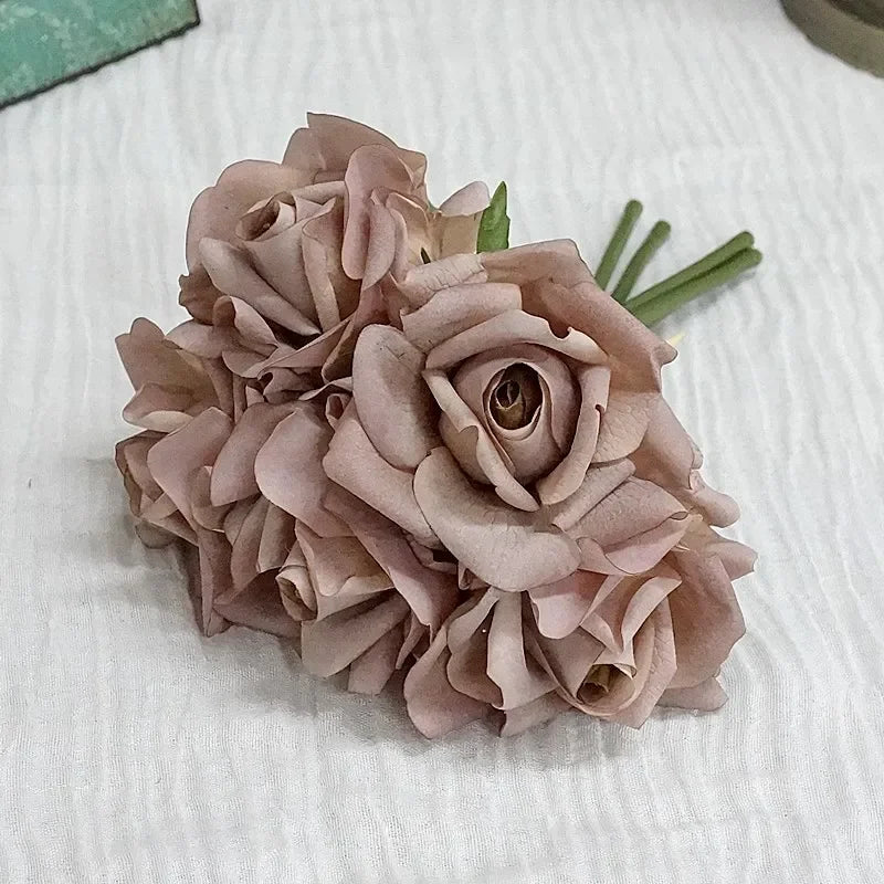 Rosas Látex con Humedad — Ramo 5 Cabezas, 10 Colores Morandi, Novia y Cumpleaños