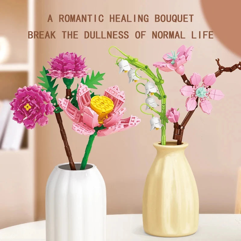 Eternal Block Flower Assembly Bouquet Desktop Decoration Block Flower Children's Puzzle Assembly Toy Bouquet