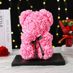 Fashion Artificial Rose Bear Gifts PE Eternal Rose Bear for Mom Mother's Day Birthday Valentine's Day Wedding Party Decoration