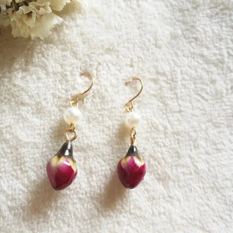 Immortal Rose Flower Earrings Elegant Epxoy Resin Dried Flower Earrings Colorful Rose Natural Plant Hoop Earrings Custom Jewelry