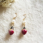 Immortal Rose Flower Earrings Elegant Epxoy Resin Dried Flower Earrings Colorful Rose Natural Plant Hoop Earrings Custom Jewelry