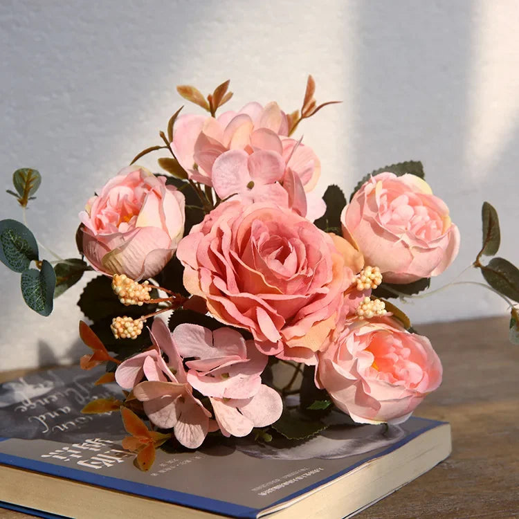 Rosas de Seda Flor Grande — Ramo Lujoso, 34 Colores, Disponible al Mayor