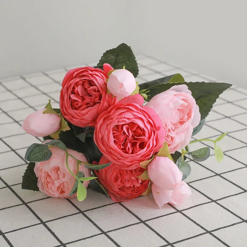 Rosas de Seda Flor Grande — Ramo Lujoso, 34 Colores, Disponible al Mayor