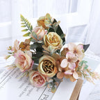 Ramo de Rosas e Hortensias de Seda — 12 Colores, Novia, Fiesta y Mesa