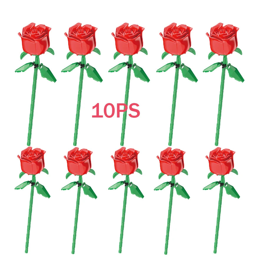 Ramo de Rosas en Bloques de Construcción — Set DIY Día de Madres y Cumpleaños