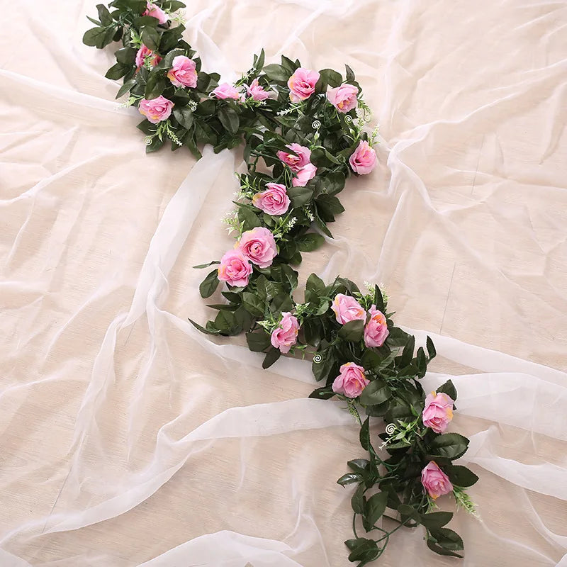 Enredadera Guirnalda de Rosas de Seda — Arco Boda y Jardín Exterior, 6 Colores