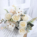 Ramo de Rosas e Hortensias de Seda — 12 Colores, Novia, Fiesta y Mesa
