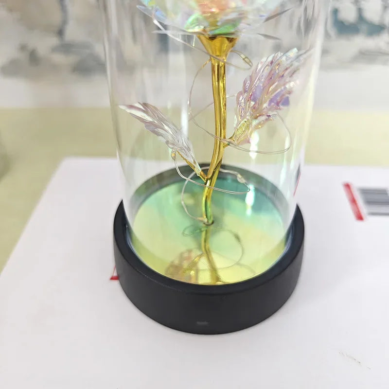 Eternal Rose Flower Valentines Birthday Gifts Light Up Artificial Rose with Transparent Dome Christmas Thanksgiving Women Gifts