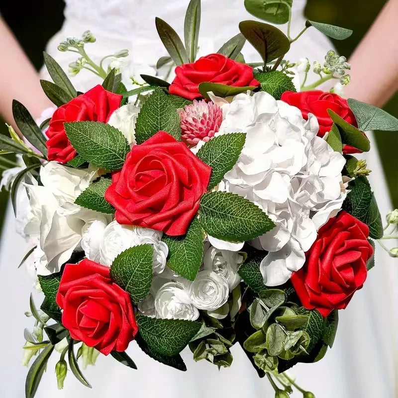 Rosas Artificiales Ultra Realistas con Tallo — Set 25 Unidades, 7 Colores, Hogar y Boda
