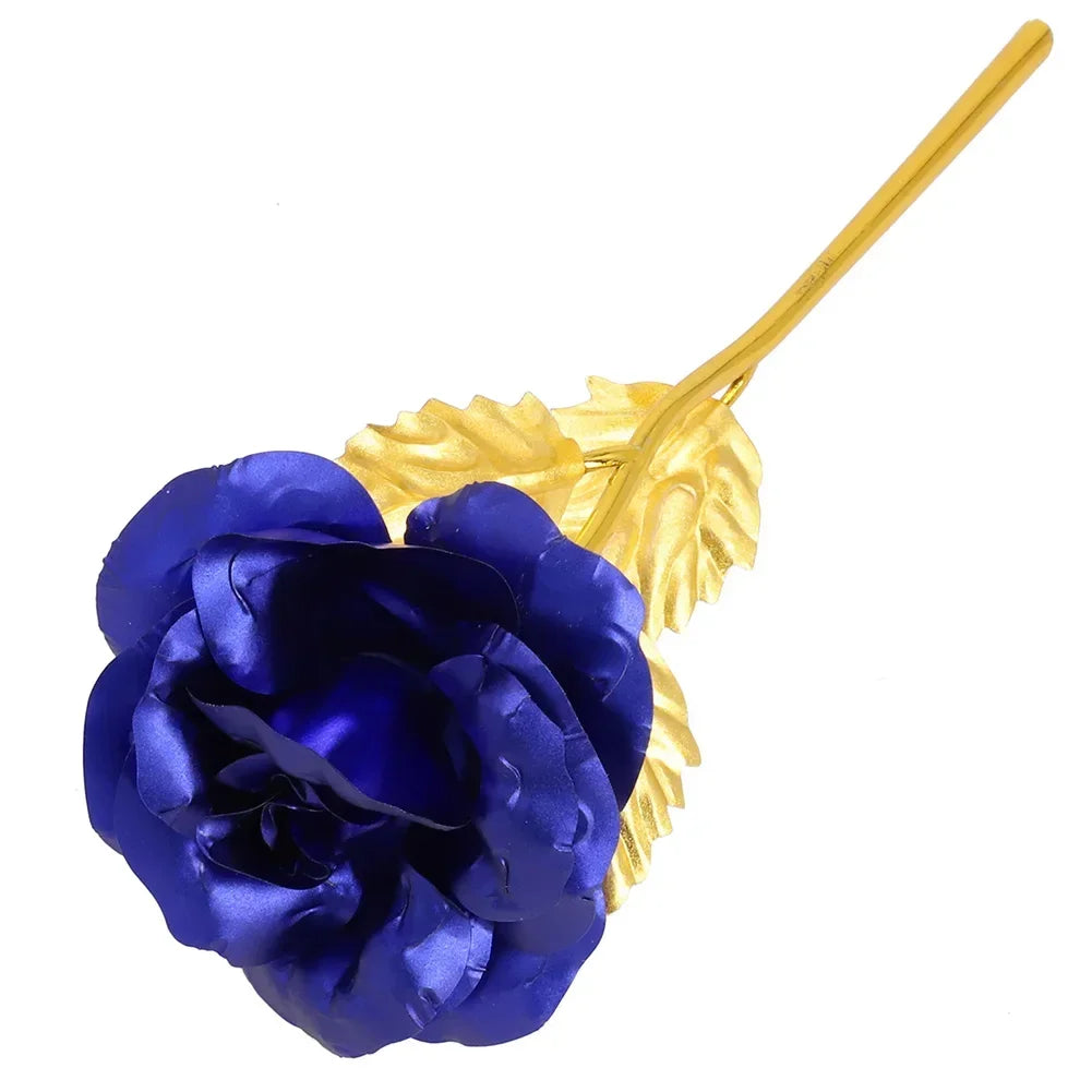 24K Eternal Rose Artificial Flowers Foil Plated Gold Rose Wedding Valentine's Day Decoration Mother's Day Gifts Fake Flower