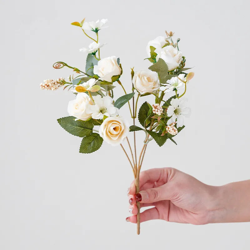Ramo de Peonía y Rosa de Seda Otoño — 6 Colores, DIY Sala, Jardín y Boda