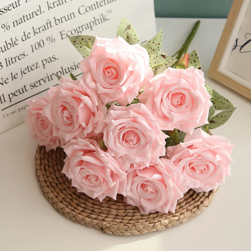 Rosa de Seda Tallo Único — 8 Colores, Bodas, Habitación y Sala de Estar