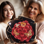 Glitter Artificial Eternal Red Rose Bouquet Forever Roses Flower Bouquet Silk Fake Rose Flower Valentine's Day Birthday Gift